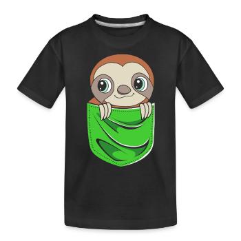 Sloth, laziness, lazy, morning grouch - Kids' Premium Organic T-Shirt - black - Front