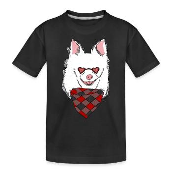 Chihuahua weißes Fell langhaar mit Sonnenbrille - Kinder Premium Bio T-Shirt - Schwarz - Vorne