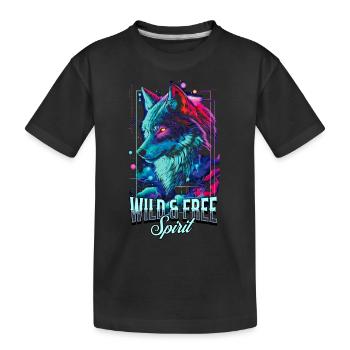 Loup Tête de Loup Predator Wilderness Neon Art Coloré - T-shirt bio Premium Enfant - noir - Devant