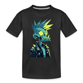 Zombie Punk Rocker – Neon Skull with Spiked Hair - Kids' Premium Organic T-Shirt - black - Front