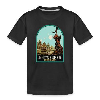 Picturesque illustration of the Grand Place - Kids' Premium Organic T-Shirt - black - Front