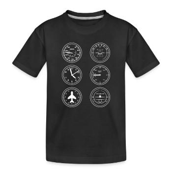 Flugzeug Instrumente - Kinder Premium Bio T-Shirt - Schwarz - Vorne