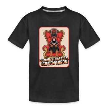 Doberman Tu prends le canapé Je prends le chien du trône - T-shirt bio Premium Enfant - noir - Devant