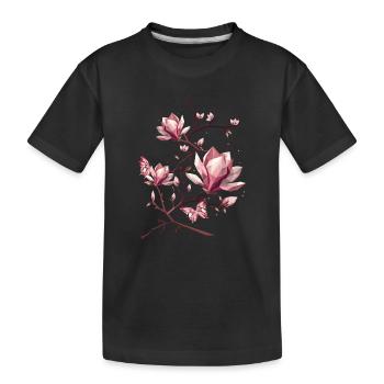 Magnolias et papillons – une beauté délicate - T-shirt bio Premium Enfant - noir - Devant