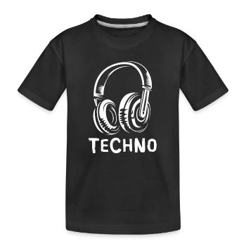 Techno Kopfhörer - Musik Fans Electro und Beats - Kinder Premium Bio T-Shirt - Schwarz - Vorne