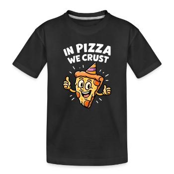 Lustiges Pizza Party Design - Kinder Premium Bio T-Shirt - Schwarz - Vorne