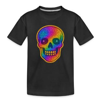 Rainbow Glitter Skull - Kids' Premium Organic T-Shirt - black - Front