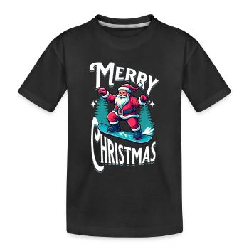 Snowboard Santa Claus - Kinder Premium Bio T-Shirt - Schwarz - Vorne