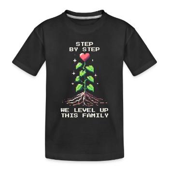 Schritt für Schritt: Level Up Familie | Patchwork - Kinder Premium Bio T-Shirt - Schwarz - Vorne