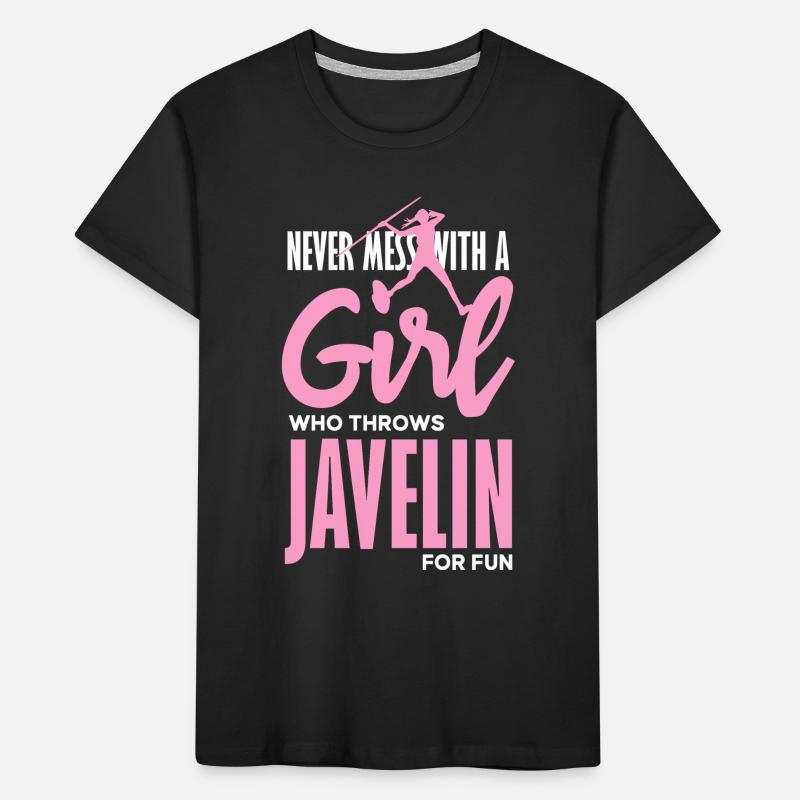 Javelin thrower with fun statement Kids' Premium Organic T-Shirt