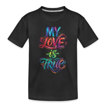 Meine Liebe ist wahr, farbenfroher Text, Malerei, Druck, - Kinder Premium Bio T-Shirt - Schwarz - Vorne