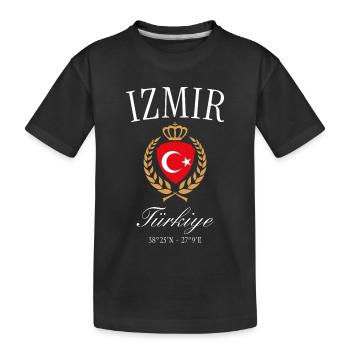 İzmir Türkei Wappen Krone – Reise Souvenir - Kinder Premium Bio T-Shirt - Schwarz - Vorne