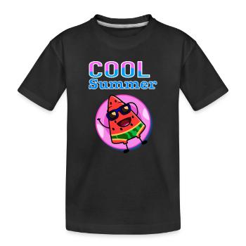 Pastèque fraîche d’été – Ambiance estivale Kawaii mignonne - T-shirt bio Premium Enfant - noir - Devant