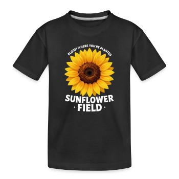 Champ de tournesols : Fleurir là où tu es - T-shirt bio Premium Enfant - noir - Devant