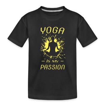 YOGA, Yogi - Kinder Premium Bio T-Shirt - Schwarz - Vorne