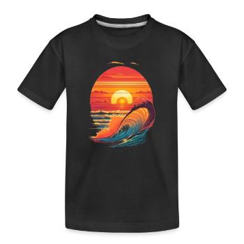 retro sunset and waves - T-shirt bio Premium Enfant - noir - Devant
