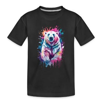 Polar bear cool on the Arctic Ocean, Arctic, colorful - Kids' Premium Organic T-Shirt - black - Front
