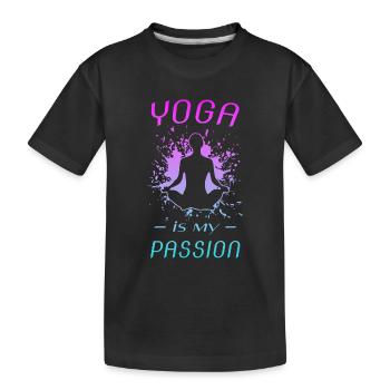 YOGA Yoga Meditation Chakra Om - Kinder Premium Bio T-Shirt - Schwarz - Vorne