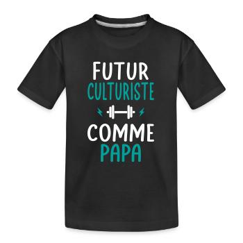 Futur culturiste - Comme papa - Cadeau humour - T-shirt bio Premium Enfant - noir - Devant