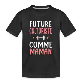 Future culturiste - Comme maman - Cadeau humour - T-shirt bio Premium Enfant - noir - Devant