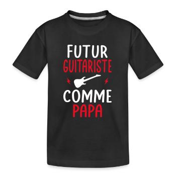 Futur guitariste - Comme papa - Cadeau humour - T-shirt bio Premium Enfant - noir - Devant