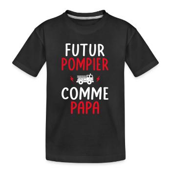 Futur pompier - Comme papa - Cadeau humour - T-shirt bio Premium Enfant - noir - Devant