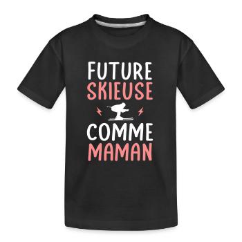 Future skieuse - Comme maman - Cadeau humour - T-shirt bio Premium Enfant - noir - Devant