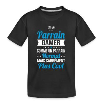 J'ai un parrain gamer plus cool - T-shirt bio Premium Enfant - noir - Devant