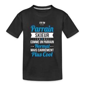 J'ai un parrain skieur plus cool - T-shirt bio Premium Enfant - noir - Devant