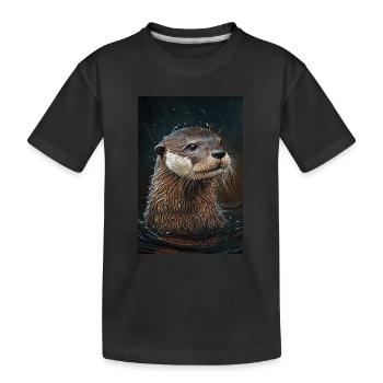 Otter Dessin animé réaliste Anime - T-shirt bio Premium Enfant - noir - Devant