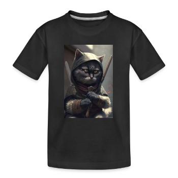 Ninja Katze Japan - Kinder Premium Bio T-Shirt - Schwarz - Vorne