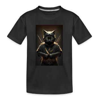 Ninja Katze Japan - Kinder Premium Bio T-Shirt - Schwarz - Vorne