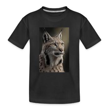 Luchs Wildkatze - Kinder Premium Bio T-Shirt - Schwarz - Vorne