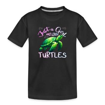 Juste une fille qui aime les tortues - T-shirt bio Premium Enfant - noir - Devant