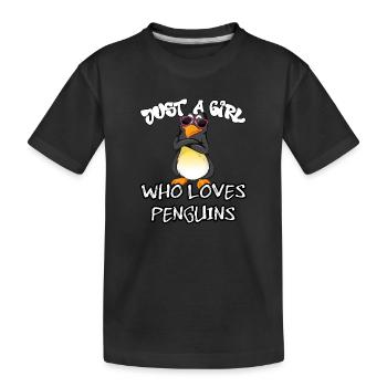 Just a girl who loves Penguins - Kinder Premium Bio T-Shirt - Schwarz - Vorne