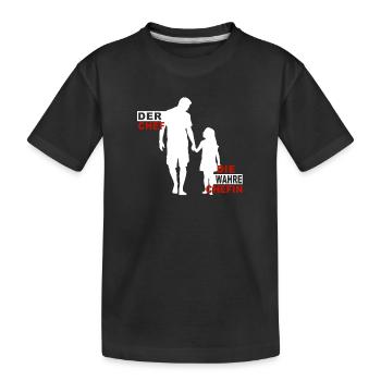 Der Chef die wahre Chefin Papa & Tochter - Kinder Premium Bio T-Shirt - Schwarz - Vorne