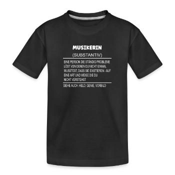 Wörterbuch Erklärung Musikerin Held, Genie Vorbild - Kinder Premium Bio T-Shirt - Schwarz - Vorne