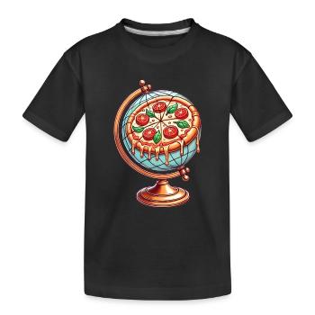 Pizza Kugel Schmelzender Käse Design - Kinder Premium Bio T-Shirt - Schwarz - Vorne
