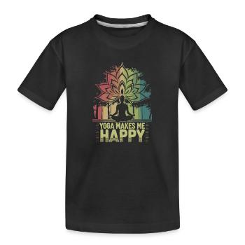 Yoga makes me happy - Kids' Premium Organic T-Shirt - black - Front