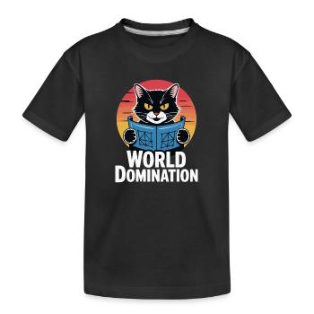 Weltherrschaft – Katze mit großen Plänen - Kinder Premium Bio T-Shirt - Schwarz - Vorne