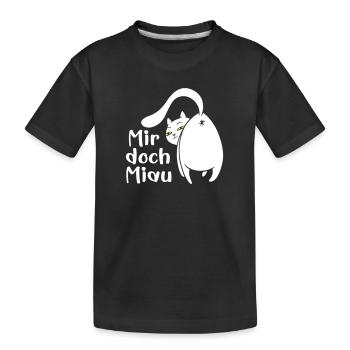 Katze lustig Miau egal lustige Sprüche Haustier - Kinder Premium Bio T-Shirt - Schwarz - Vorne
