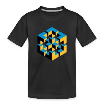 unmögliche Figur Escher Würfel Geometrie Phantasie - Kinder Premium Bio T-Shirt - Schwarz - Vorne