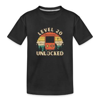 Level 20 freigeschaltet - Kinder Premium Bio T-Shirt - Schwarz - Vorne