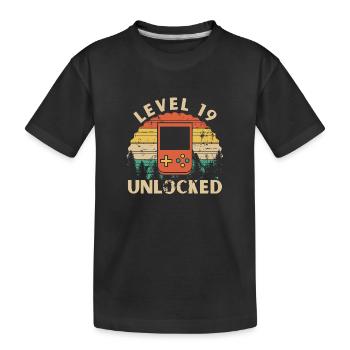 Level 19 freigeschaltet - Kinder Premium Bio T-Shirt - Schwarz - Vorne