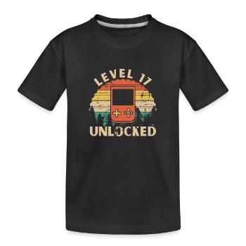 Level 17 Unlocked - Kids' Premium Organic T-Shirt - black - Front