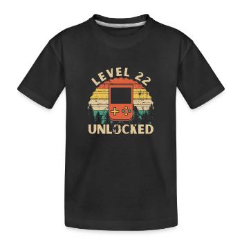 Level 22 freigeschaltet - Kinder Premium Bio T-Shirt - Schwarz - Vorne