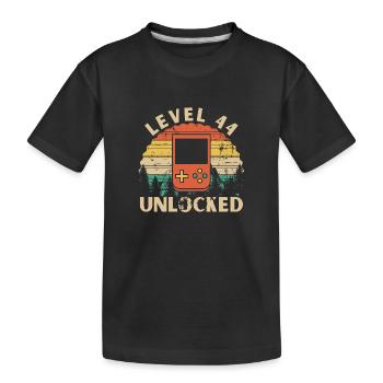 Level 44 Unlocked - Kids' Premium Organic T-Shirt - black - Front