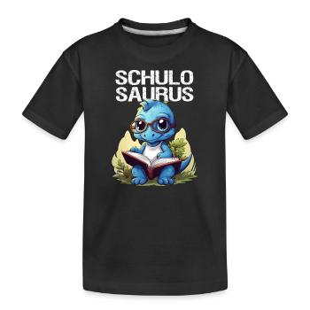 Schulosaurus Schüler Lehrer Outfit Einschulung - Kinder Premium Bio T-Shirt - Schwarz - Vorne