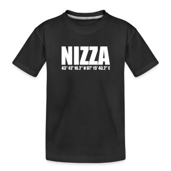Nizza Koordinaten - Kinder Premium Bio T-Shirt - Schwarz - Vorne