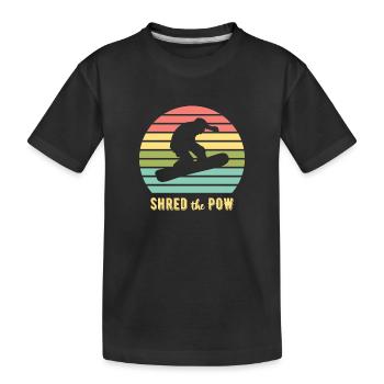 Shred The Pow Snowboarding Vintage Sunset - Kids' Premium Organic T-Shirt - black - Front
